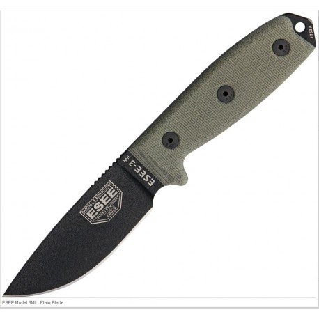 ES3MILPB ESEE Carbone 1095 Made In USA - Couteau de Combat & Survie ESEE Model 3MIL - Livraison Gratuite