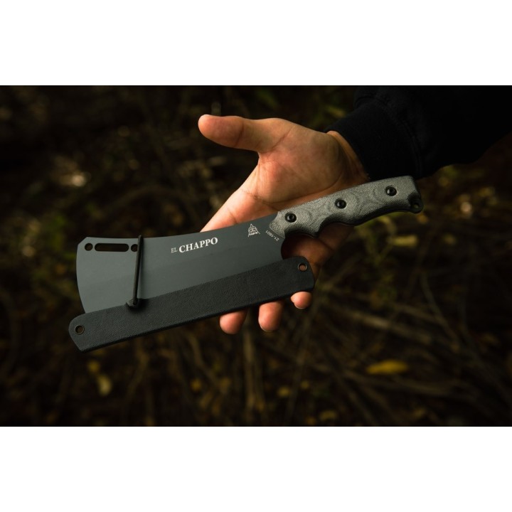 Couteau TOPS El Chappo Cleaver Lame Acier Carbone 1095 Manche Micarta Etui Kydex USA TPECHA02 - Livraison Gratuite