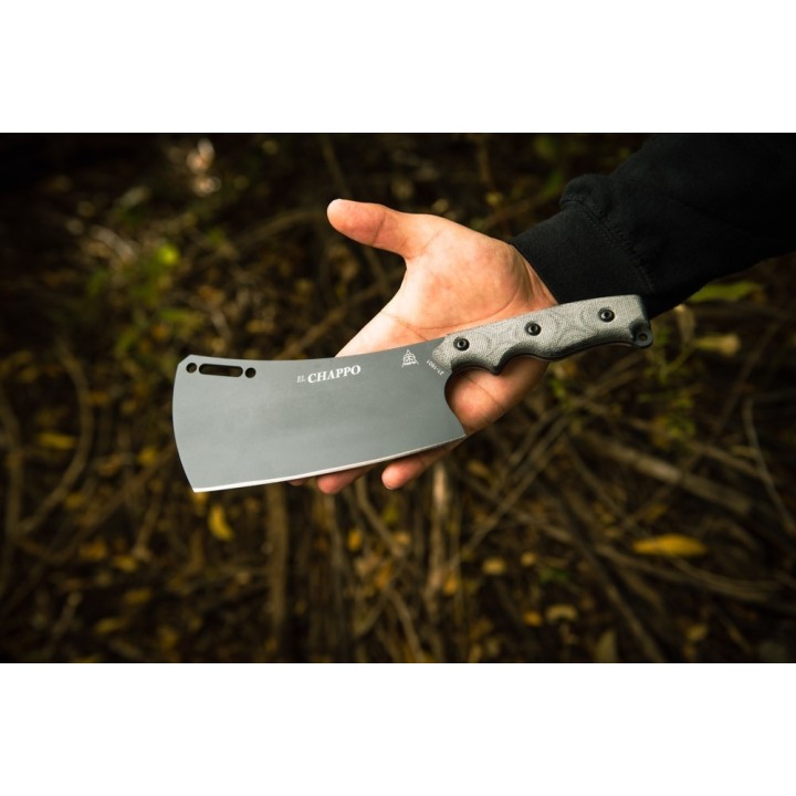 Couteau TOPS El Chappo Cleaver Lame Acier Carbone 1095 Manche Micarta Etui Kydex USA TPECHA02 - Livraison Gratuite