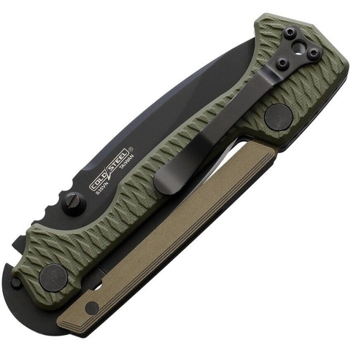 Couteau Cold Steel AD-15 Scorpion Lock OD Green Lame Acier S35VN Manche G10 Clip CS58SQODBK - Livraison Gratuite