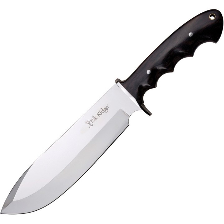 Couteau Elk Ridge Bowie Lame Acier 5Cr15 Manche Bois Etui Cuir ER438PBK - Livraison Gratuite