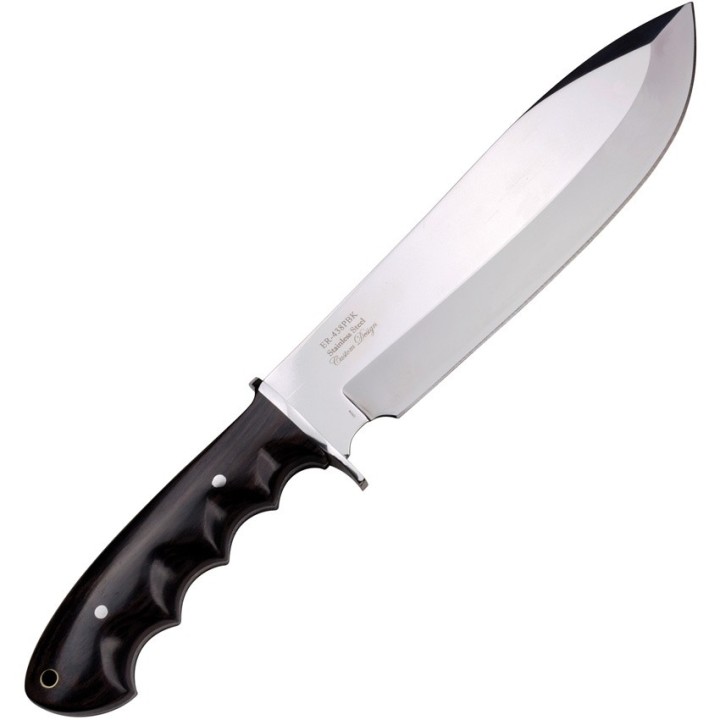 Couteau Elk Ridge Bowie Lame Acier 5Cr15 Manche Bois Etui Cuir ER438PBK - Livraison Gratuite
