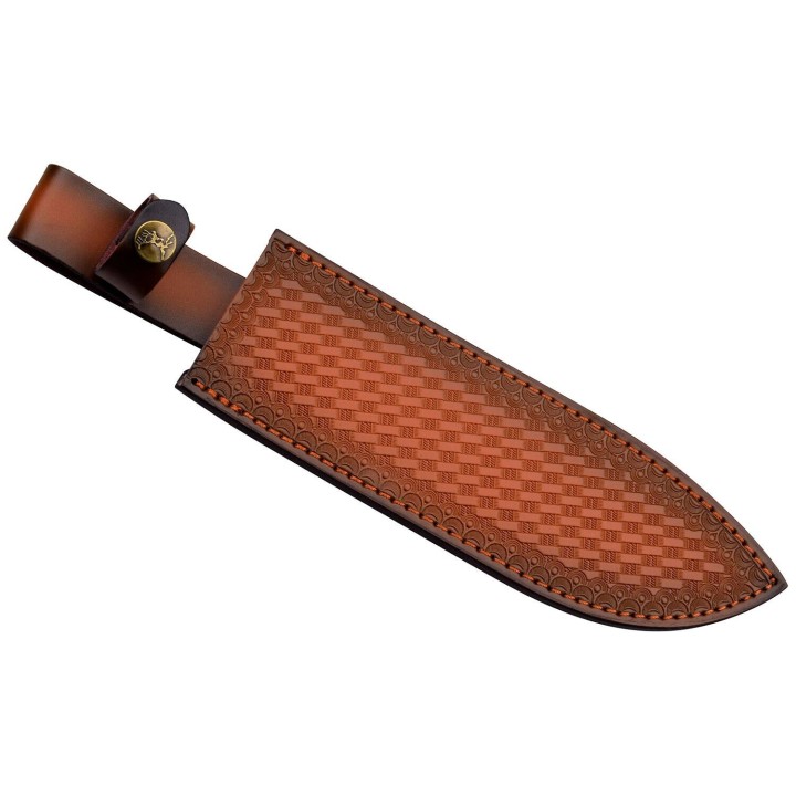 Couteau Elk Ridge Bowie Lame Acier 5Cr15 Manche Bois Etui Cuir ER438PBK - Livraison Gratuite