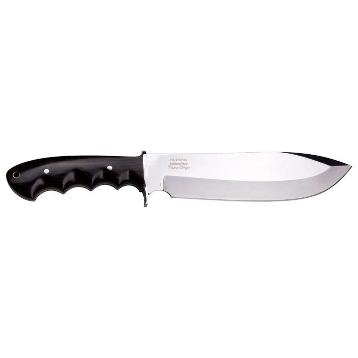 Couteau Elk Ridge Bowie Lame Acier 5Cr15 Manche Bois Etui Cuir ER438PBK - Livraison Gratuite