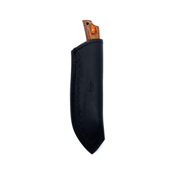 Couteau BucknBear Recurve Wood Hunter Lame Damas Manche Bois Etui Cuir BNB24124 - Livraison Gratuite