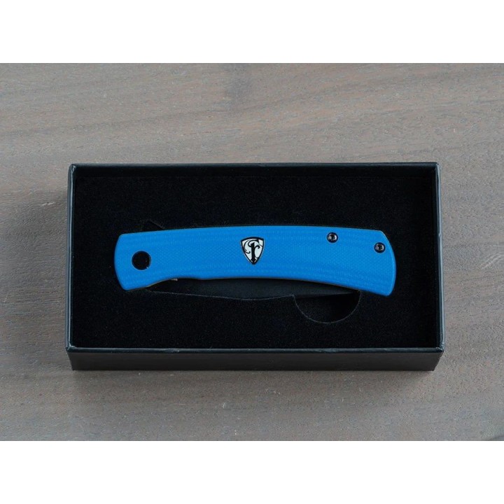 Couteau Finch HALO Military Blue Manche G10 Lame Harpoon Acier 14C28N IKBS Linerlock Clip FKCHO008002 - Livraison Gratuite