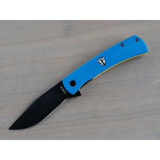 Couteau Finch HALO Military Blue Manche G10 Lame Harpoon Acier 14C28N IKBS Linerlock Clip FKCHO008002 - Livraison Gratuite