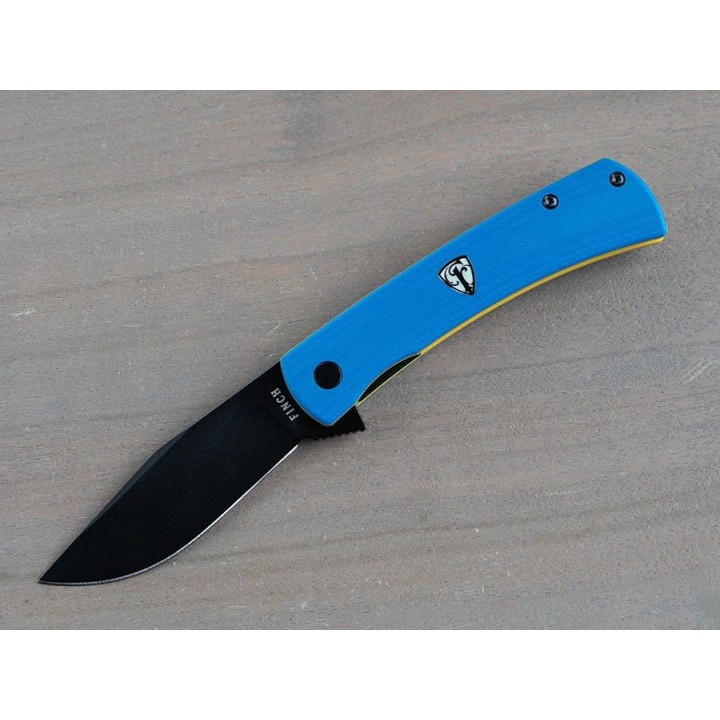 Couteau Finch HALO Military Blue Manche G10 Lame Harpoon Acier 14C28N IKBS Linerlock Clip FKCHO008002 - Livraison Gratuite