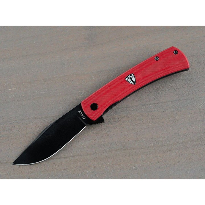 Couteau Finch HALO Red Head Manche G10 Lame Harpoon Acier 14C28N IKBS Linerlock Clip FKCHO004001 - Livraison Gratuite
