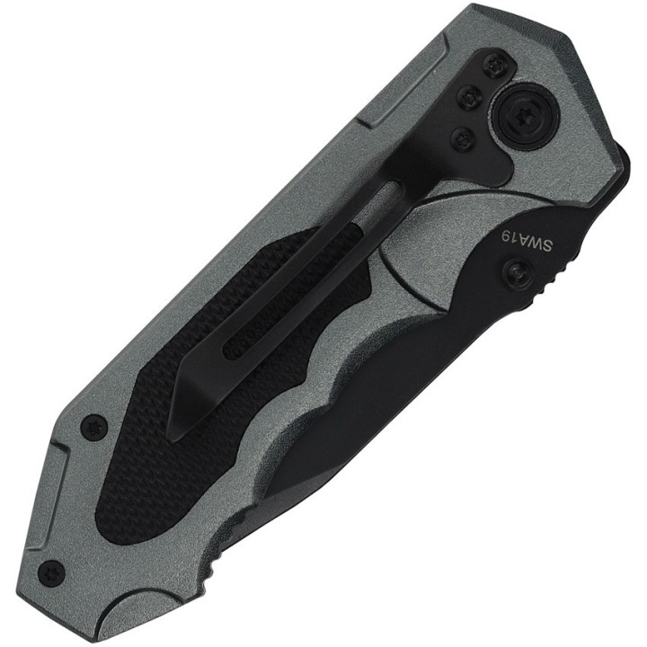 Lot de 2 Couteau Smith&Wesson Extreme Ops Black/Gray Manche Alu Lame Acier Inox SWA19CP - Livraison Gratuite