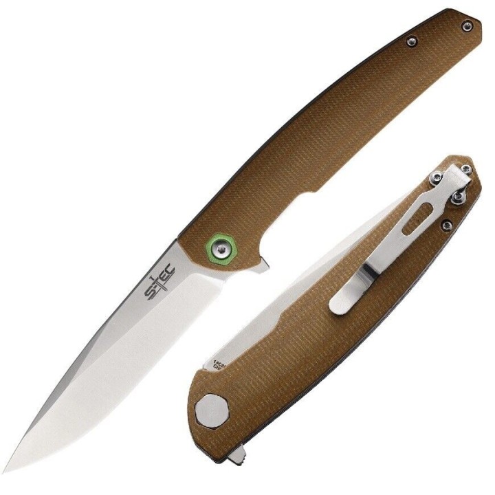Couteau S-Tec Brown Lame Acier 14C28N Manche G10 Linerlock Clip STTS500BR - Livraison Gratuite