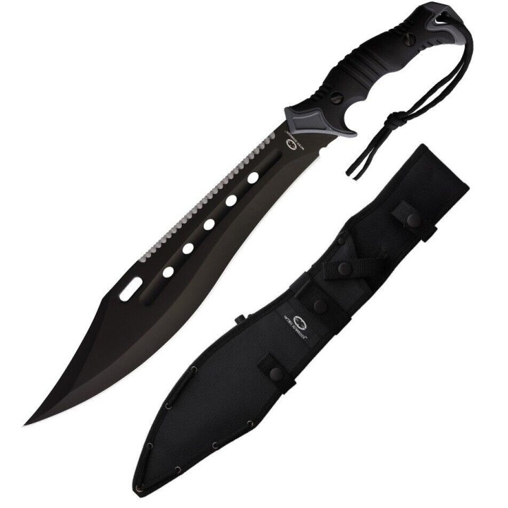 Couteau Bowie WithArmour Bombardier Machete Lame Acier 420 Manche Rubber Etui Nylon WAR074BK - Livraison Gratuite