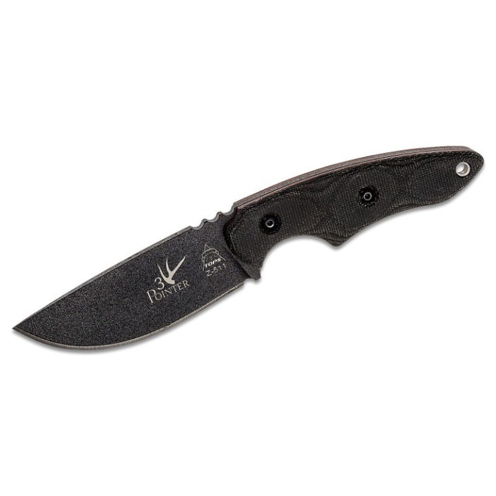 Couteau Tops 3 Pointer Black Lame Acier Carbone 1095 Manche Micarta Etui Kydex Made In USA TP3PR01 - Livraison Gratuite
