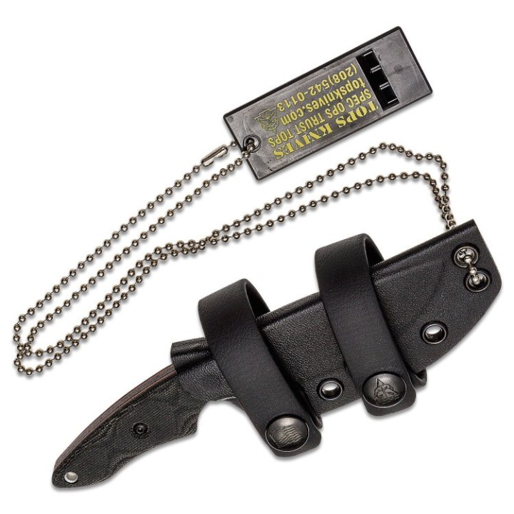 Couteau Tops 3 Pointer Black Lame Acier Carbone 1095 Manche Micarta Etui Kydex Made In USA TP3PR01 - Livraison Gratuite