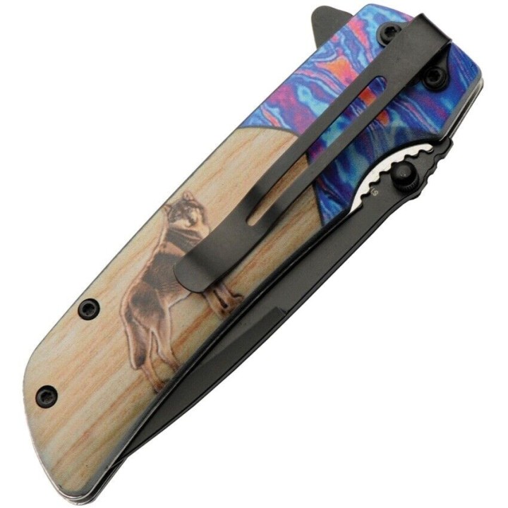 Lot de 3 Couteau Rite Edge Voodoo Wolf A/O Lame Acier Inox Manche Abs Linerlock Clip CN300564WF - Livraison Gratuite