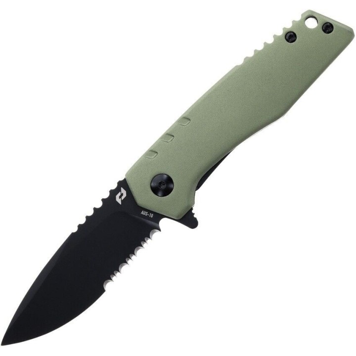 Couteau Schrade Artillery Green Lame Acier AUS-10 Manche Aluminium Linerlock Clip SCH1159312 - Livraison Gratuite
