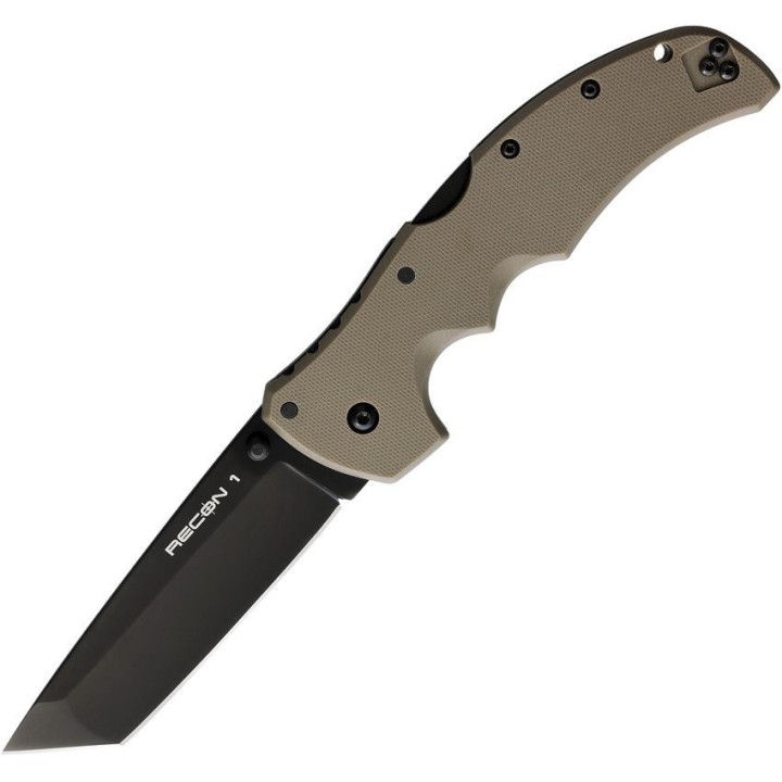 Couteau Cold Steel Recon 1 Tanto Dark Earth Lame Acier S35VN Manche G-10 Tri-Ad lock CS27BTDEBK - Livraison Gratuite