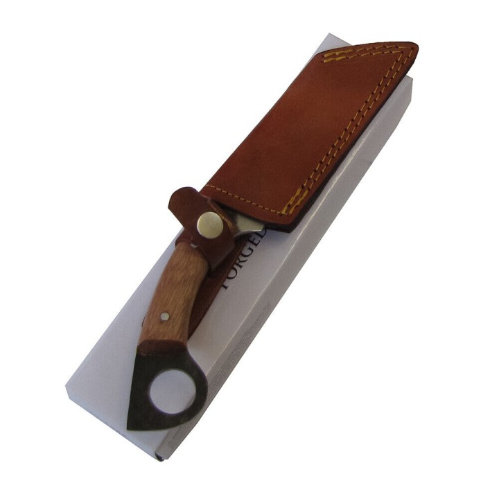 Couteau de Viking Seax Lame Forgée Acier Carbone Manche Bois Etui Cuir Rite Edge PA4442 - Livraison Gratuite