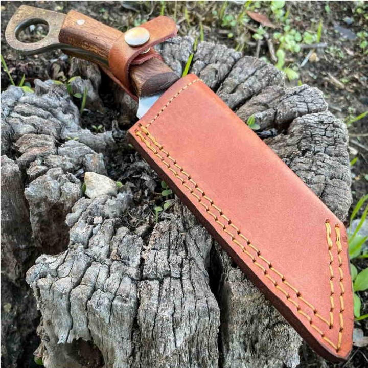 Couteau de Viking Seax Lame Forgée Acier Carbone Manche Bois Etui Cuir Rite Edge PA4442 - Livraison Gratuite
