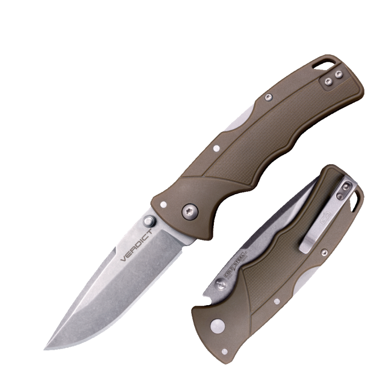 Couteau Cold Steel Verdict Spear Point FDE Lame Acier 4116 Manche GFN Tri-Ad Lock Clip CSFLC3SPSSFDE - Livraison Gratuite