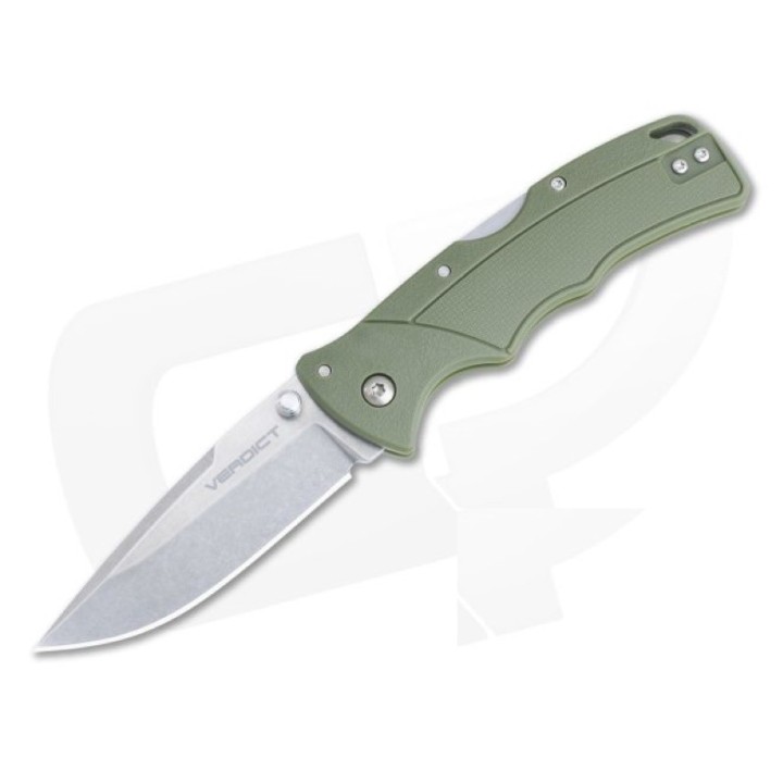 Couteau Cold Steel Verdict Spear Point OD Green Lame Acier 4116 Manche GFN Tri-Ad Lock Clip CSFLC3SPSSODG - Livraison Gratuite