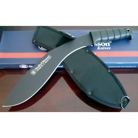 Couteau Tactical Kukri Smith&Wesson Bush Hog Kukri Acier Inox Manche Kraton SWBH - Livraison Gratuite