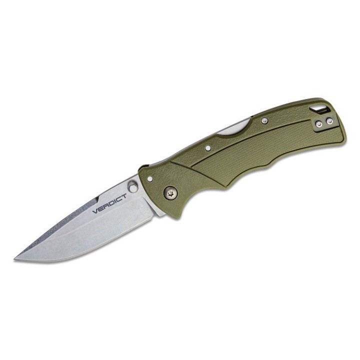 Couteau Cold Steel Verdict Spear Point OD Green Lame Acier 4116 Manche GFN Tri-Ad Lock Clip CSFLC3SPSSODG - Livraison Gratuite