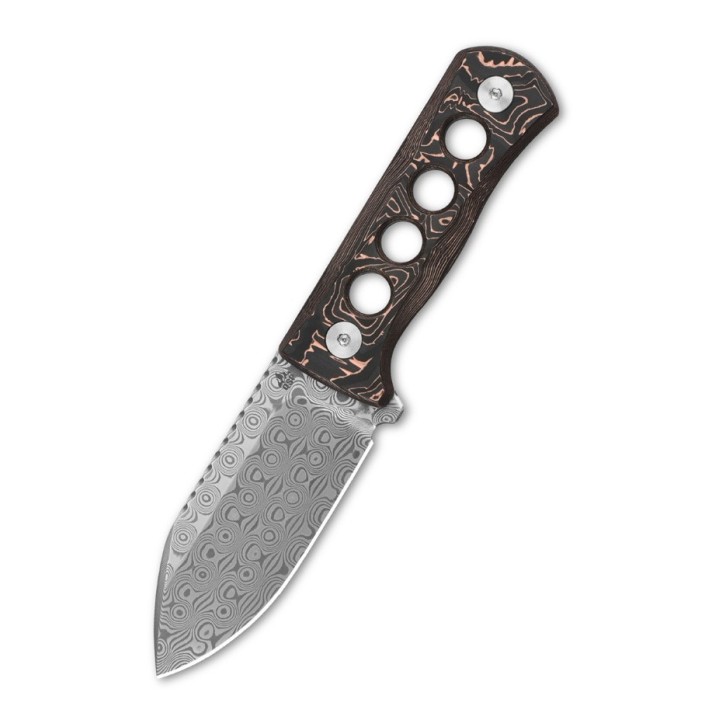 Couteau de Cou QSP Canary Damas Manche Cuivre/Fibre de Carbone Etui Kydex QS141F - Livraison Gratuite