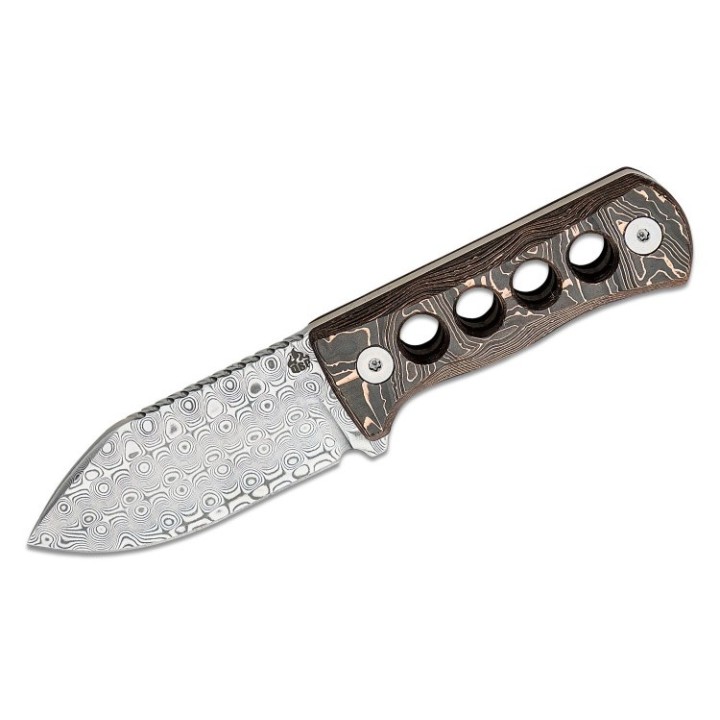 Couteau de Cou QSP Canary Damas Manche Cuivre/Fibre de Carbone Etui Kydex QS141F - Livraison Gratuite