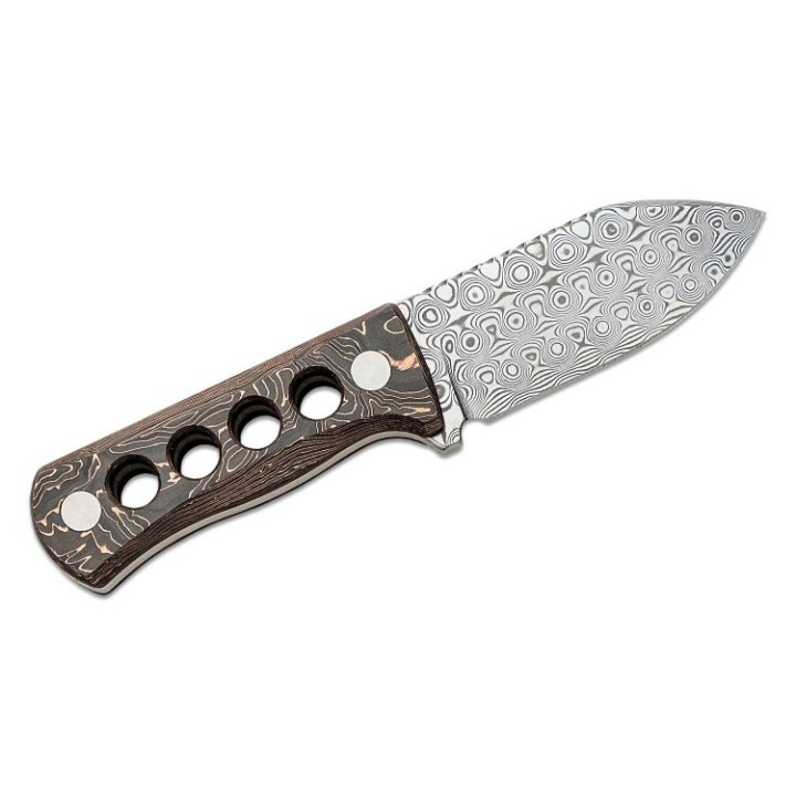 Couteau de Cou QSP Canary Damas Manche Cuivre/Fibre de Carbone Etui Kydex QS141F - Livraison Gratuite