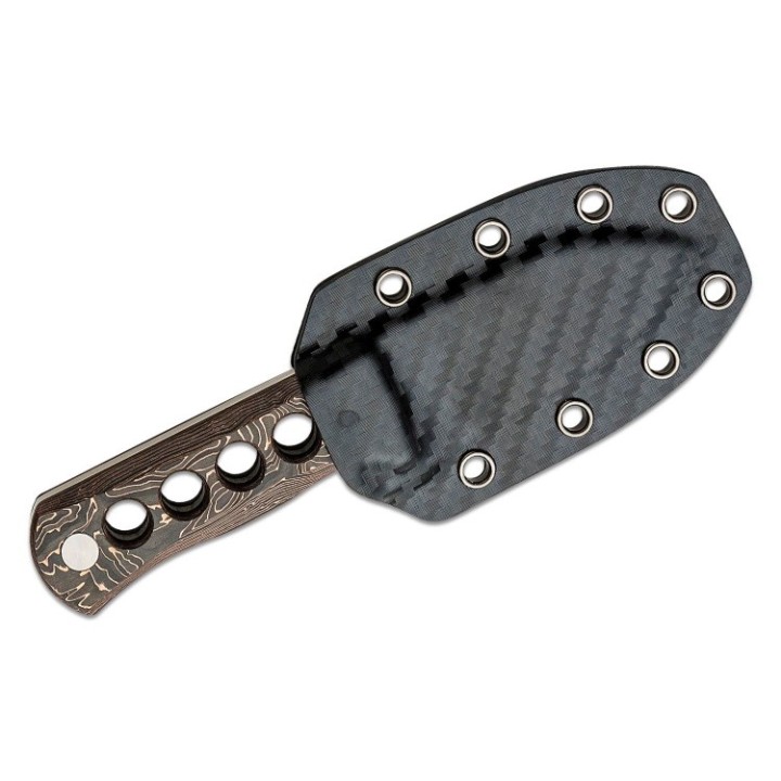 Couteau de Cou QSP Canary Damas Manche Cuivre/Fibre de Carbone Etui Kydex QS141F - Livraison Gratuite