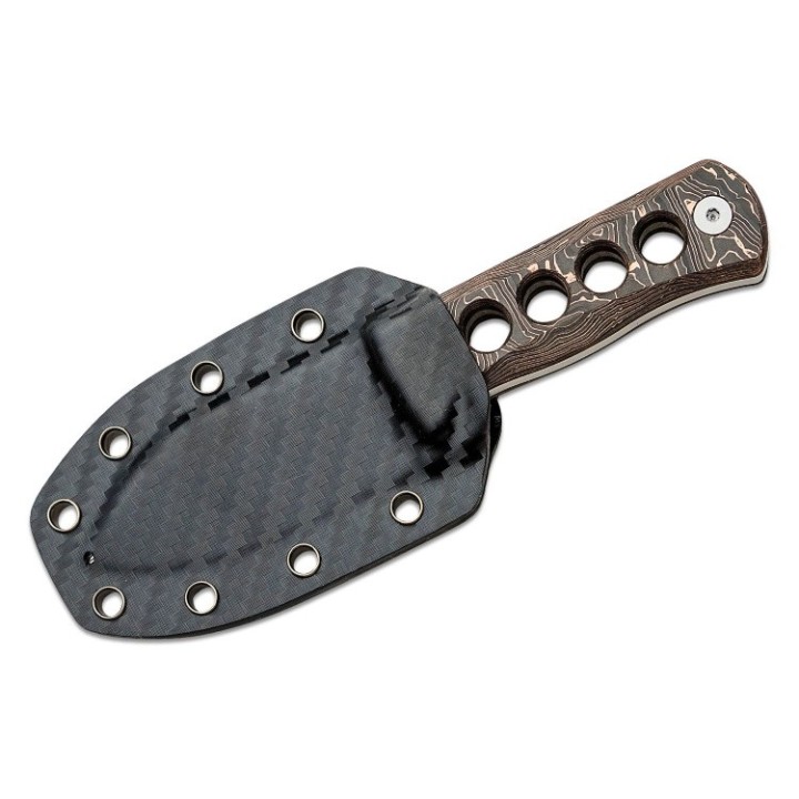 Couteau de Cou QSP Canary Damas Manche Cuivre/Fibre de Carbone Etui Kydex QS141F - Livraison Gratuite