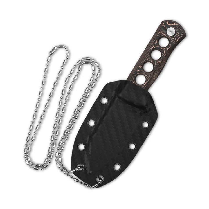 Couteau de Cou QSP Canary Damas Manche Cuivre/Fibre de Carbone Etui Kydex QS141F - Livraison Gratuite
