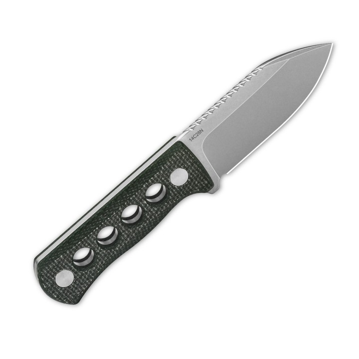 Couteau de Cou QSP Canary Green Lame Acier 14C28N Manche Micarta Etui Kydex QS141C1 - Livraison Gratuite