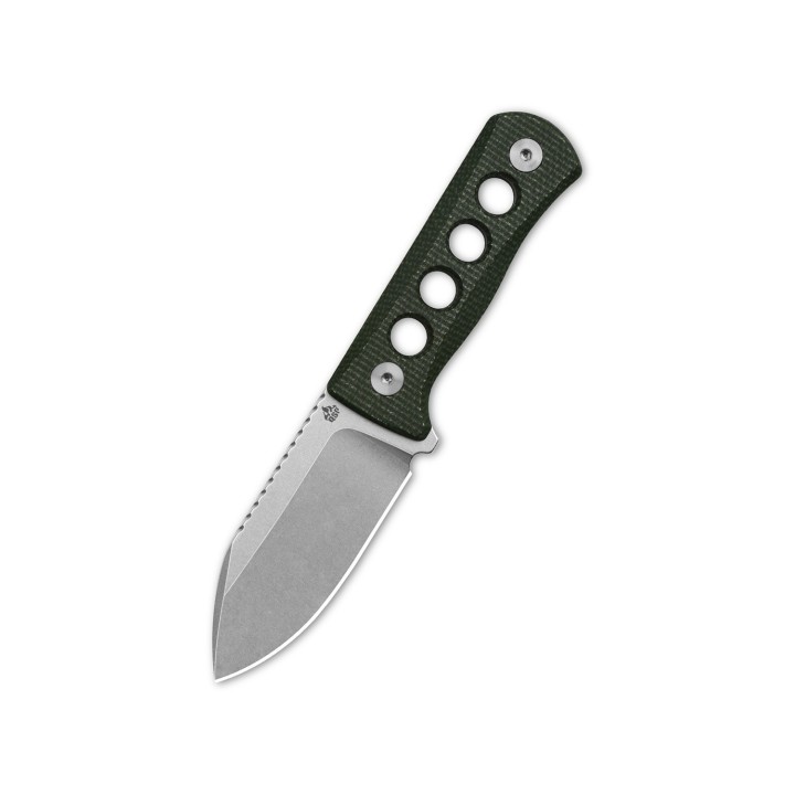 Couteau de Cou QSP Canary Green Lame Acier 14C28N Manche Micarta Etui Kydex QS141C1 - Livraison Gratuite