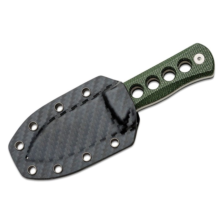 Couteau de Cou QSP Canary Green Lame Acier 14C28N Manche Micarta Etui Kydex QS141C1 - Livraison Gratuite