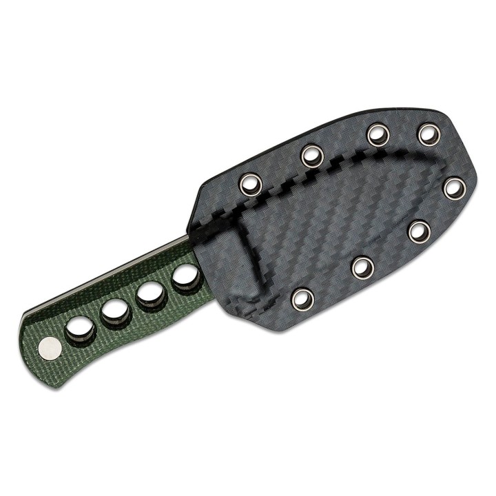 Couteau de Cou QSP Canary Green Lame Acier 14C28N Manche Micarta Etui Kydex QS141C1 - Livraison Gratuite