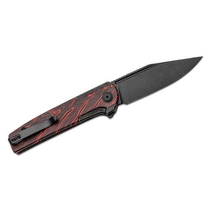 Couteau CIVIVI Cachet Red/Black Lame Acier 14C28N Manche Acier/G10 IKBS Framelock Clip CIVC20041C1 - Livraison Gratuite