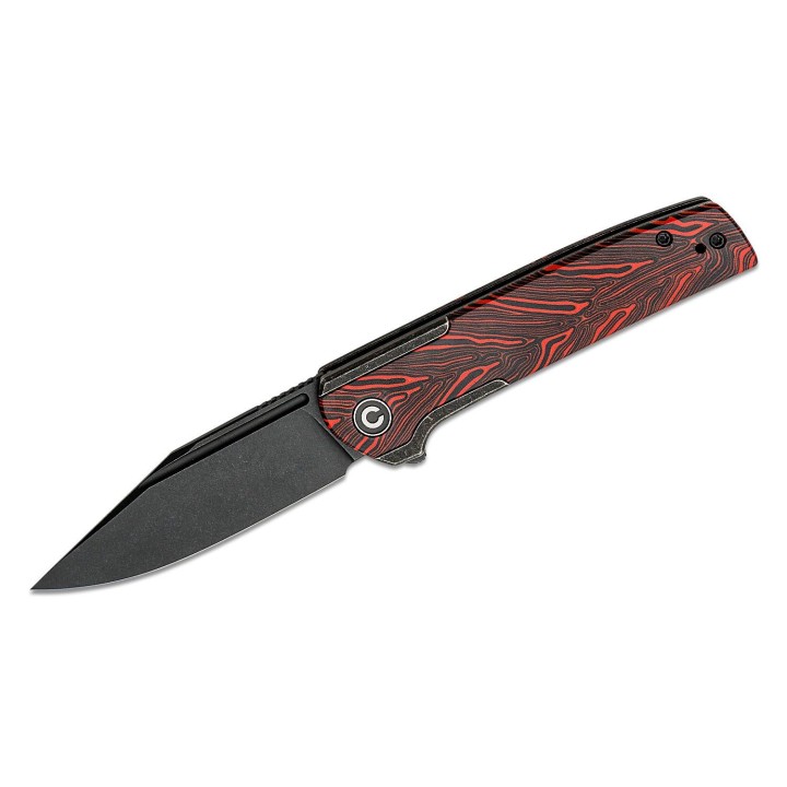 Couteau CIVIVI Cachet Red/Black Lame Acier 14C28N Manche Acier/G10 IKBS Framelock Clip CIVC20041C1 - Livraison Gratuite