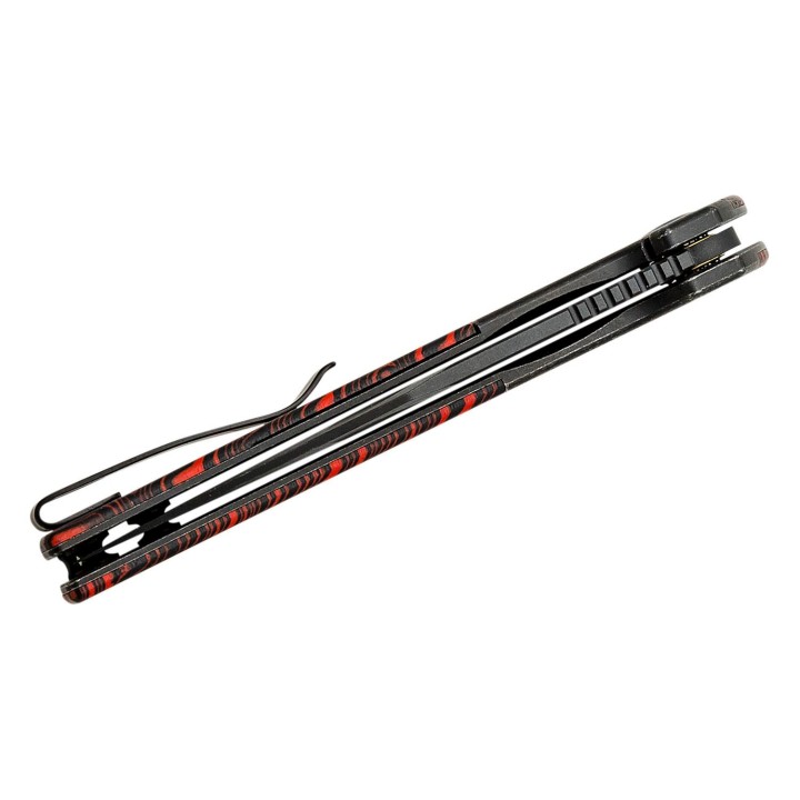 Couteau CIVIVI Cachet Red/Black Lame Acier 14C28N Manche Acier/G10 IKBS Framelock Clip CIVC20041C1 - Livraison Gratuite