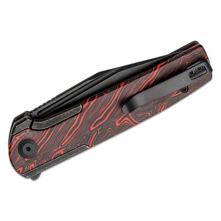 Couteau CIVIVI Cachet Red/Black Lame Acier 14C28N Manche Acier/G10 IKBS Framelock Clip CIVC20041C1 - Livraison Gratuite