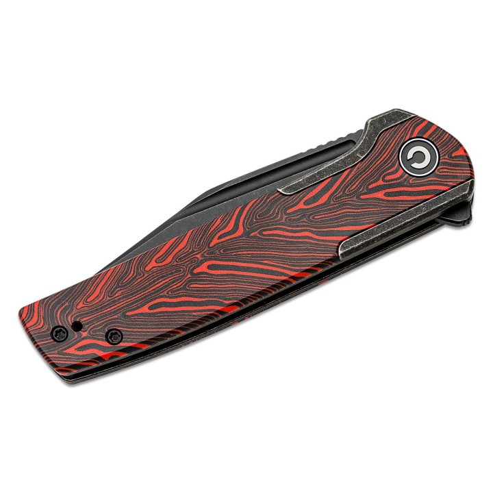Couteau CIVIVI Cachet Red/Black Lame Acier 14C28N Manche Acier/G10 IKBS Framelock Clip CIVC20041C1 - Livraison Gratuite