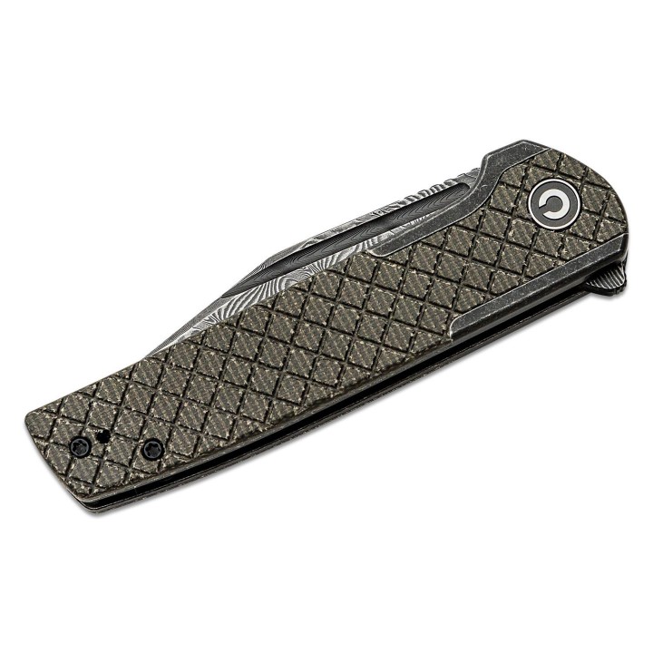 Couteau CIVIVI Cachet Dark Green Lame Acier Damas Manche Acier/Micarta IKBS Framelock Clip CIVC20041BDS1 - Livraison Gratuite