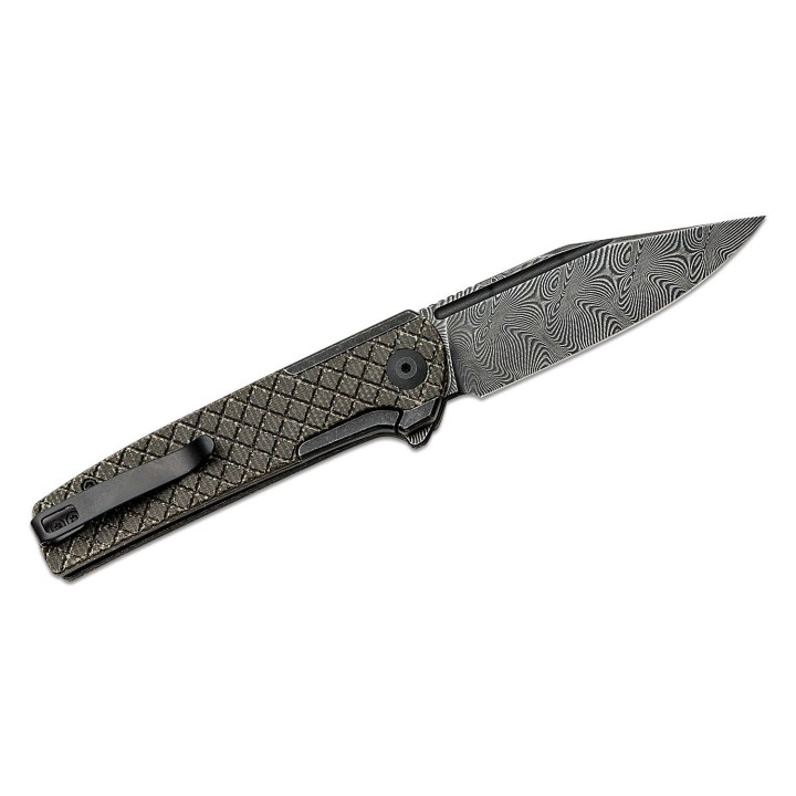 Couteau CIVIVI Cachet Dark Green Lame Acier Damas Manche Acier/Micarta IKBS Framelock Clip CIVC20041BDS1 - Livraison Gratuite