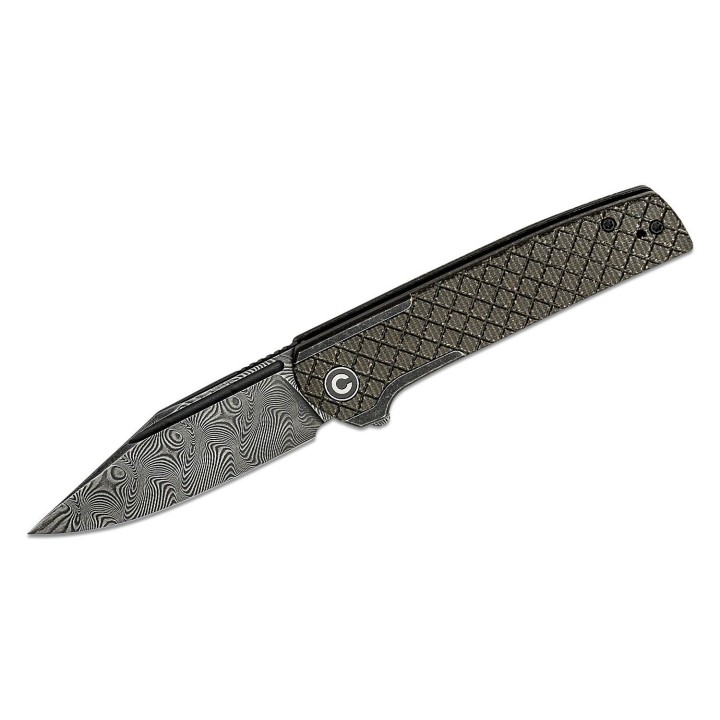 Couteau CIVIVI Cachet Dark Green Lame Acier Damas Manche Acier/Micarta IKBS Framelock Clip CIVC20041BDS1 - Livraison Gratuite