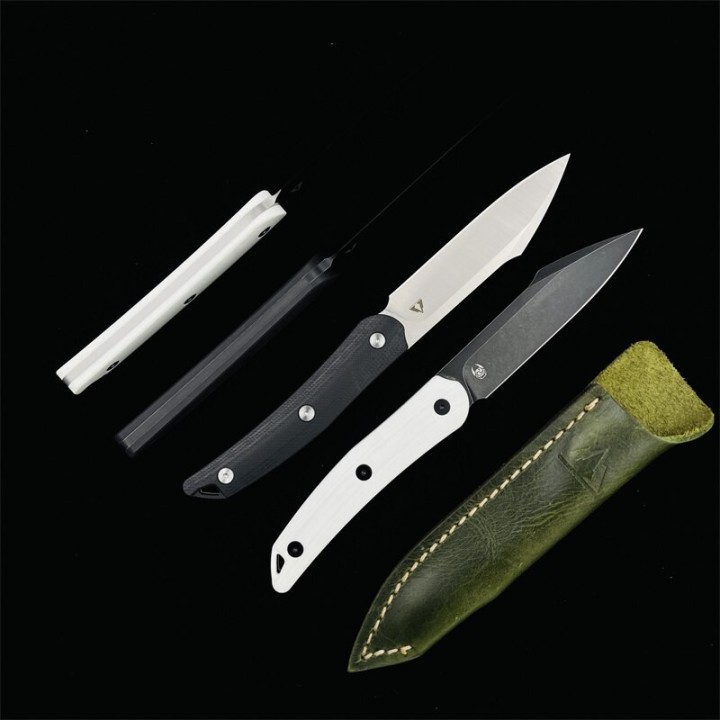 Couteau CMB Kisame White Lame Acier 14C28N Satin Manche G10 Etui Cuir CMBFB01A - Livraison Gratuite