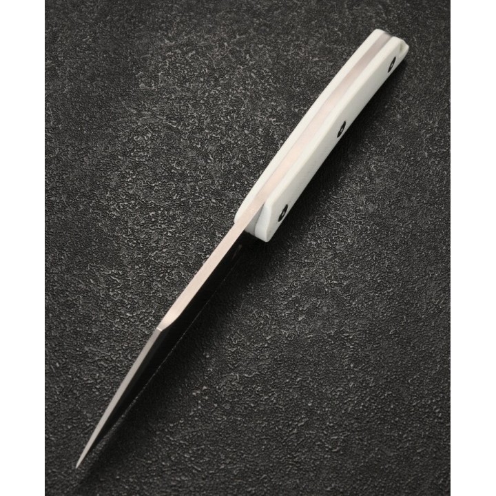 Couteau CMB Kisame White Lame Acier 14C28N Satin Manche G10 Etui Cuir CMBFB01A - Livraison Gratuite