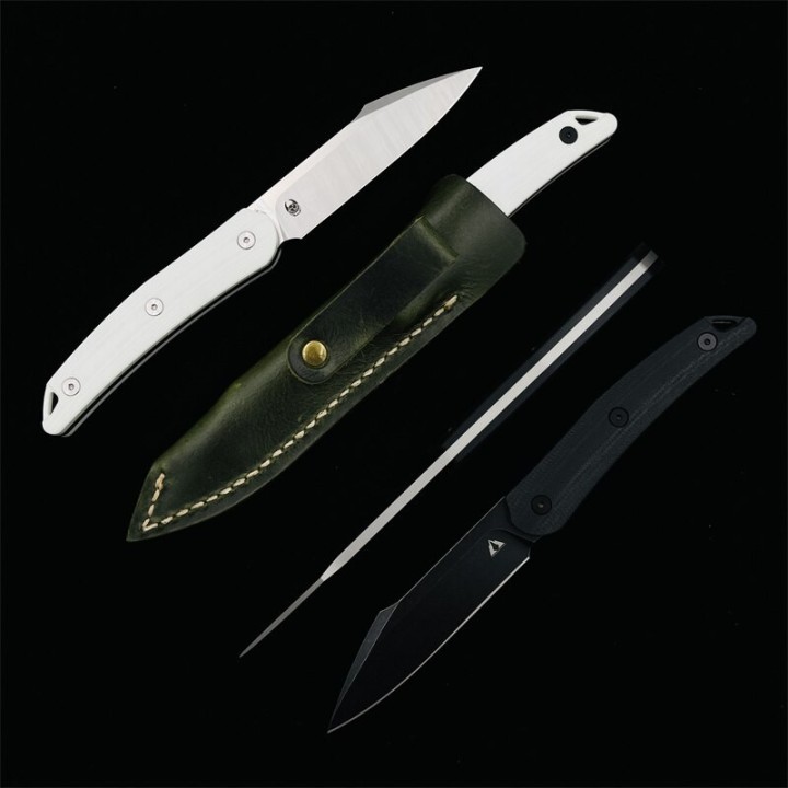 Couteau CMB Kisame White Lame Acier 14C28N Satin Manche G10 Etui Cuir CMBFB01A - Livraison Gratuite