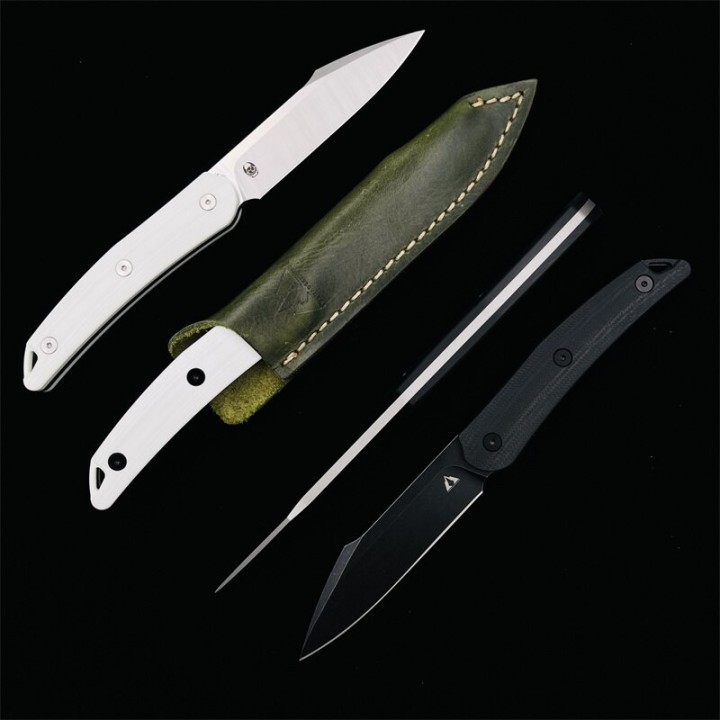 Couteau CMB Kisame White Lame Acier 14C28N Satin Manche G10 Etui Cuir CMBFB01A - Livraison Gratuite