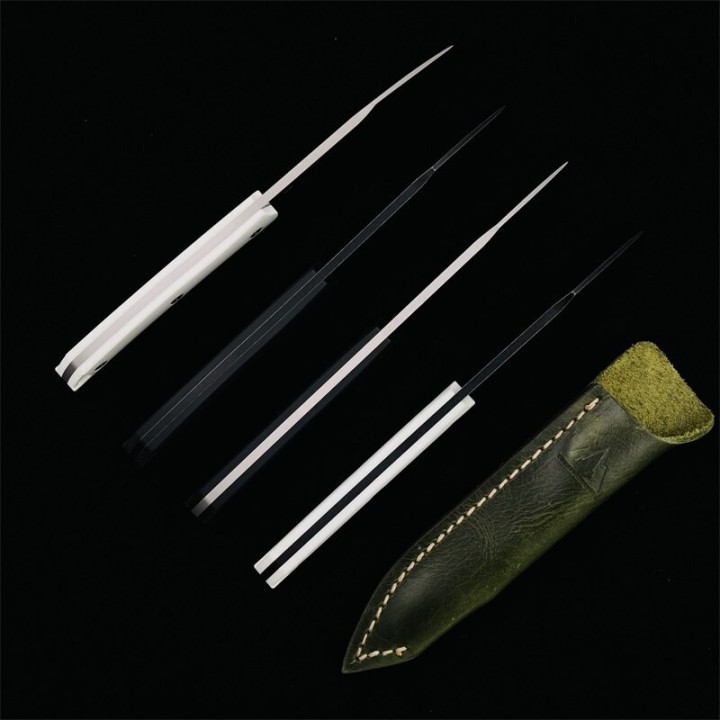 Couteau CMB Kisame White Lame Acier 14C28N Black Manche G10 Etui Cuir CMBFB01B - Livraison Gratuite